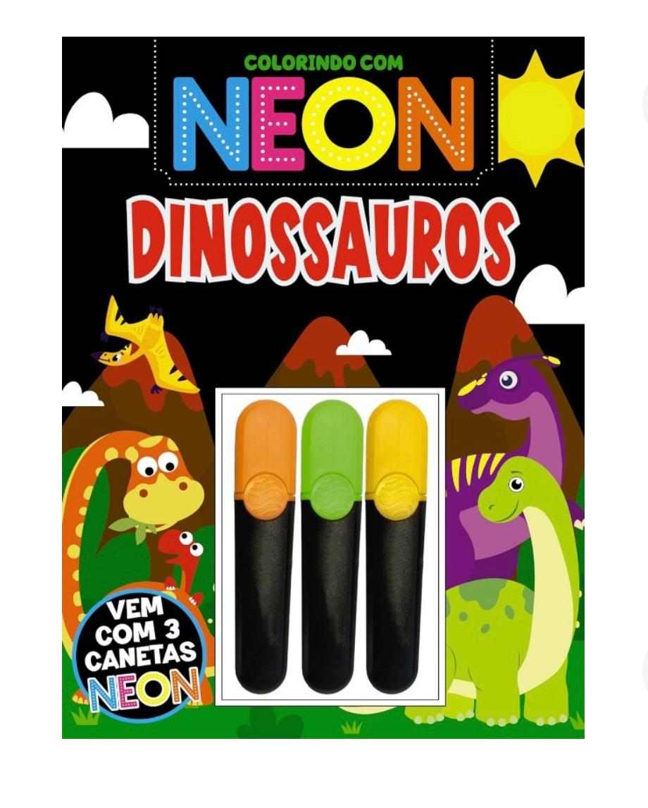 LIVRO COLORINDO COM NEON DINOSSAUROS